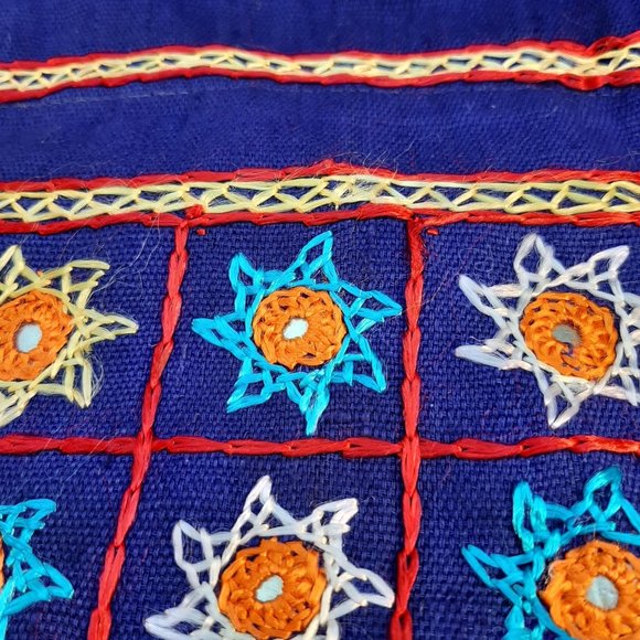 Embroidered Drawstring Bag Tassels Boho Mirror Work Sewing Market Colorful EUC - Picture 4 of 8